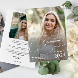 Classic script 2 photos class of 2024 graduation announcement