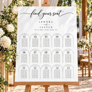 Classic Script Arch 15 Table Wedding Seating Chart
