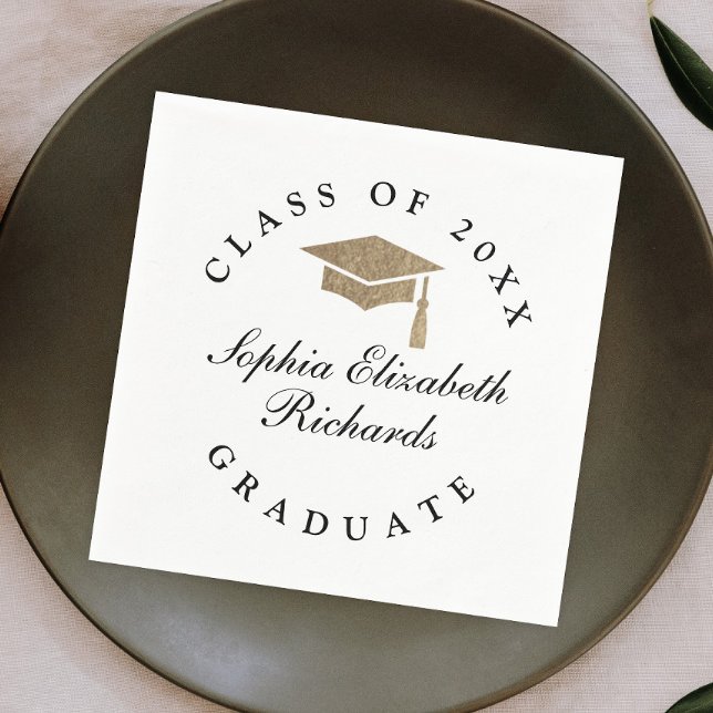 Classic Script Black and White Graduation  Napkin (Creator Uploaded)