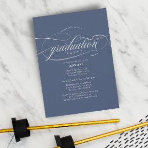 Classic Script Blue Graduation Party Invitation