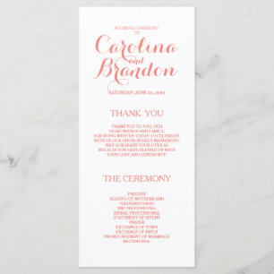 Classic Script   Coral Pink Wedding Programs