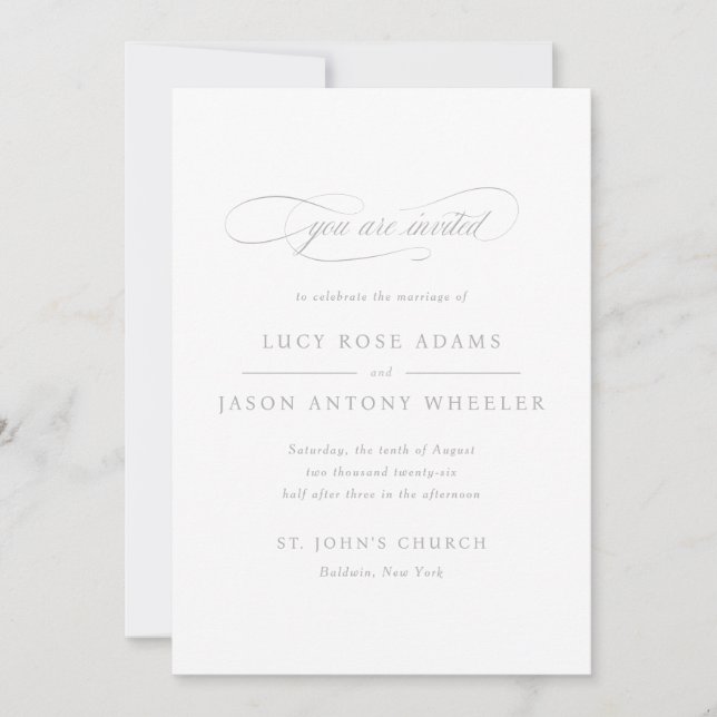 Classic Script Elegance Wedding Invitation (Front)