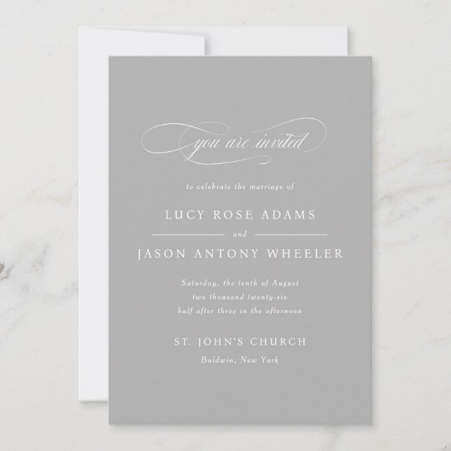 Classic Script Elegance Wedding Invitation (Front)