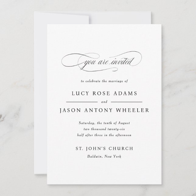 Classic Script Elegance Wedding Invitation (Front)