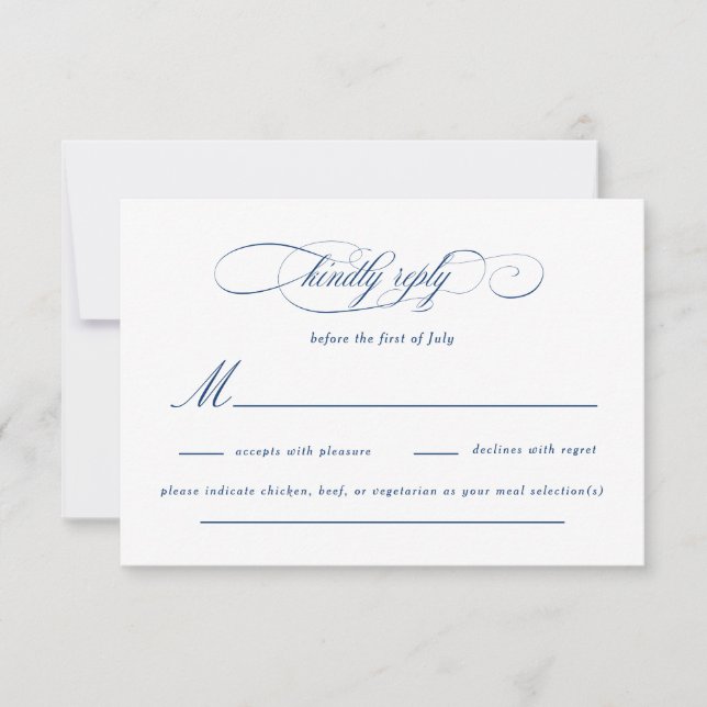 Classic Script Elegance Wedding RSVP Card (Front)