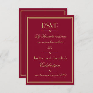 Classic Script Elegant Chic Burgundy And Gold RSVP Card