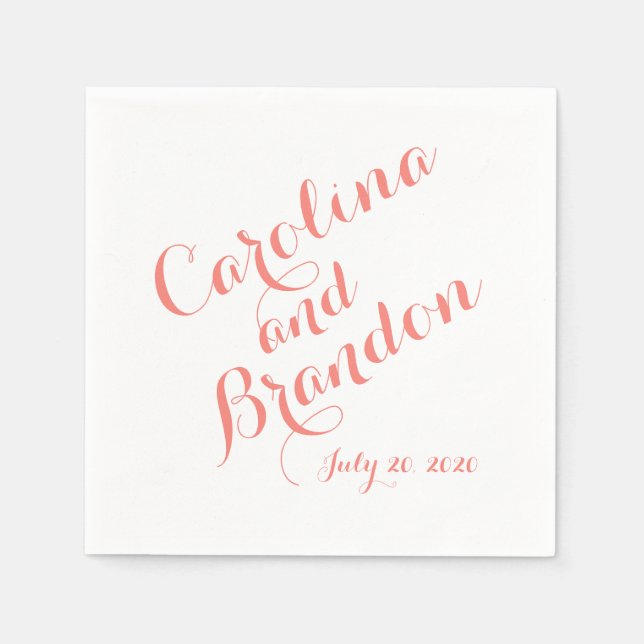 Classic Script | Elegant Wedding Paper Napkins (Front)