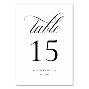 Classic Script Elegant Wedding Table Number 15