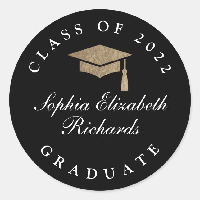 Classic Script Graduation Classic Round Sticker (Front)