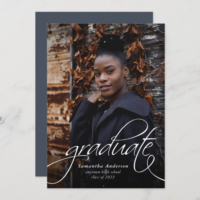 Classic Script Graduation Party Invitation (Front/Back)