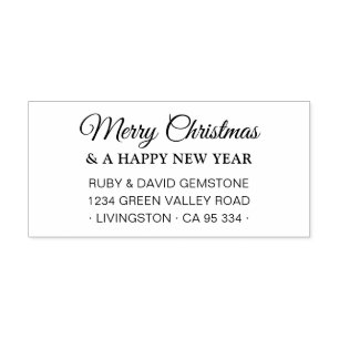 Classic Script Merry Christmas Happy New Year  Self-inking Stamp