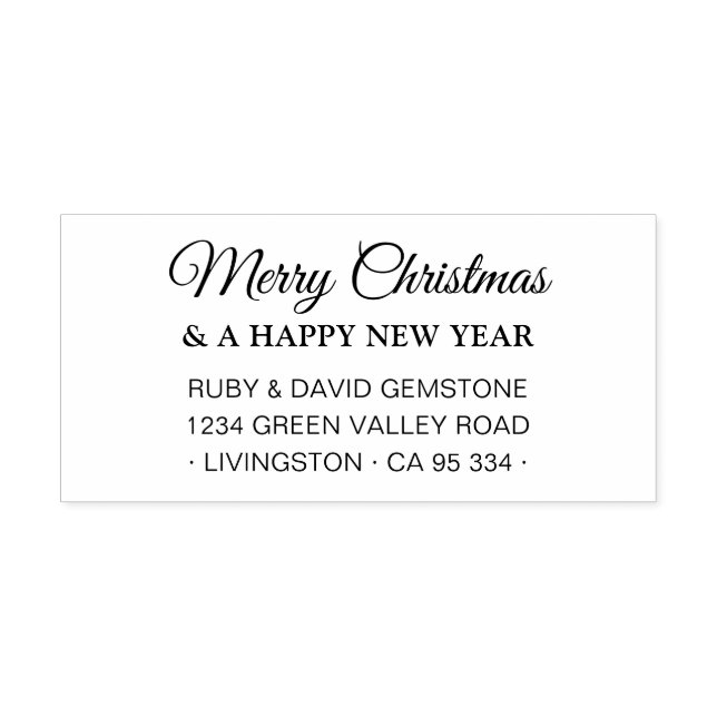 Classic Script Merry Christmas Happy New Year  Self-inking Stamp (Design)
