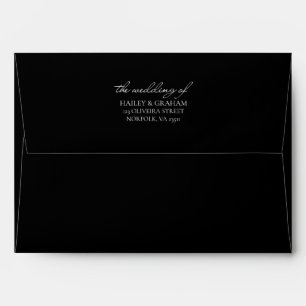Classic Script Minimal Calligraphy Black Wedding Envelope