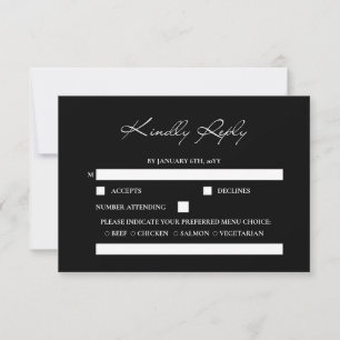 Classic Script Minimal Calligraphy Black Wedding RSVP Card