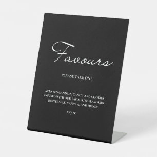 Classic Script Minimalist Favours Black Wedding Pedestal Sign