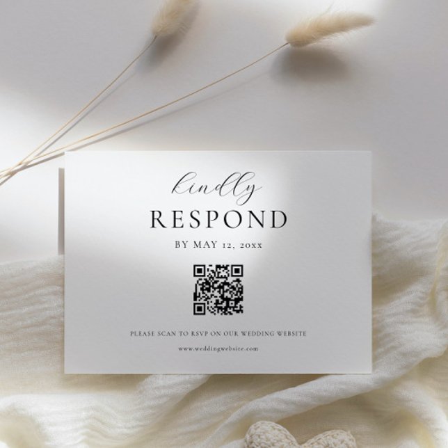 Classic Script Modern QR Code Wedding RSVP Card (Creator Uploaded)