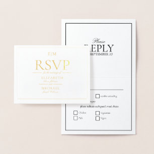 Classic Script Monogram Wedding RSVP Foil Card