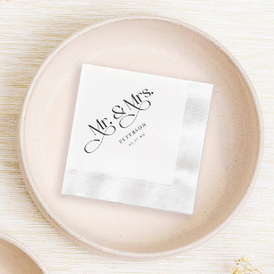 Classic Script Mr. and Mrs. Wedding Napkin