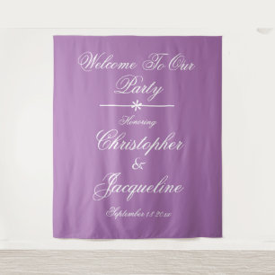 Classic Script Names Photobooth Wedding Backdrop  Tapestry