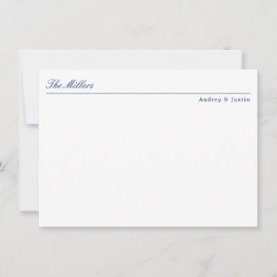 Classic Script Offset Name Blue Personalised Flat Card