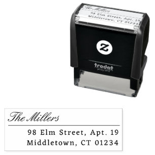 Classic Script Offset Name Custom Return Address Self-inking Stamp