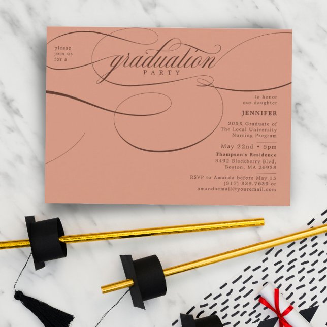 Classic Script Pale Terracotta Graduation Party Invitation (Creator Uploaded)