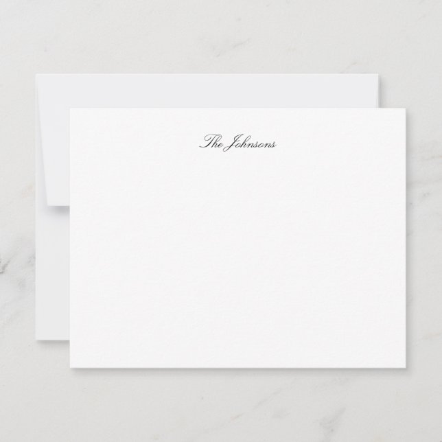 Classic Script Personalised Stationery Note Card (Front)