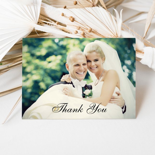 Classic Script Photo Overlay Wedding Thank You Card (Creator Uploaded)