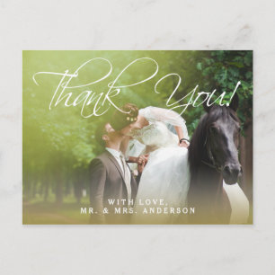 Classic Script Photo Wedding Thank You Postcard