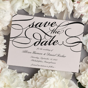 Classic Script Save the Date   Cameo Blush