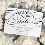 Classic Script Save the Date | Navy<br><div class="desc">Elegant save the date cards in rich navy blue and white feature embellished script lettering for a classic,  formal look.</div>