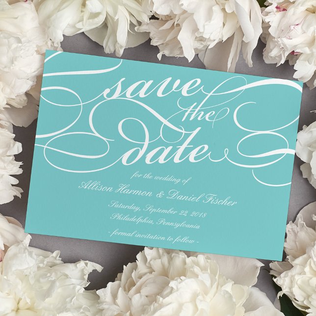 Classic Script Save the Date | Robin's Egg (Creator Uploaded)