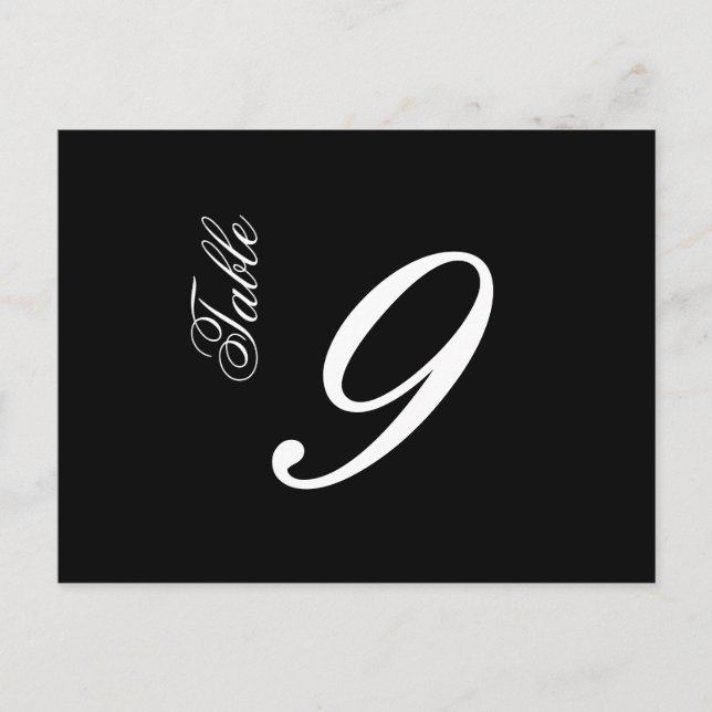 Classic Script Table Numbers (White / Black) Postcard (Front)