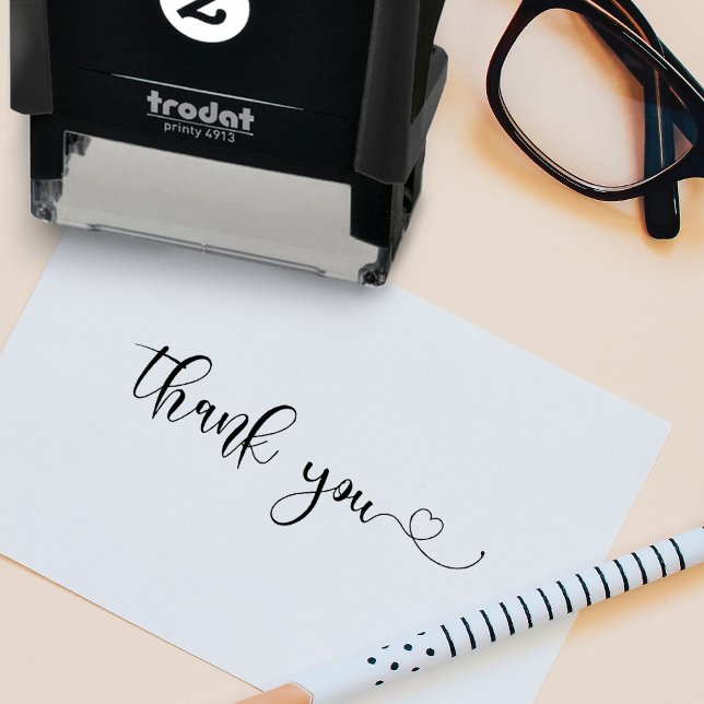 Classic Script Thank You Heart Self-inking Stamp (Creator Uploaded)