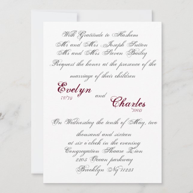 Classic script wedding invitation. invitation (Front)