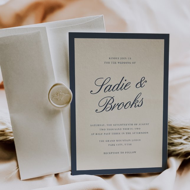 Classic Script Wedding Invitation | Navy Blue (Creator Uploaded)