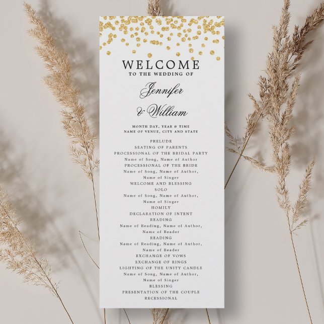 Classic Script Wedding Program Confetti Gold (Classic Script Wedding Program Confetti Gold)