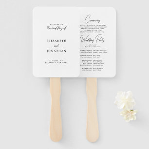 Classic Script Wedding Program Hand Fan