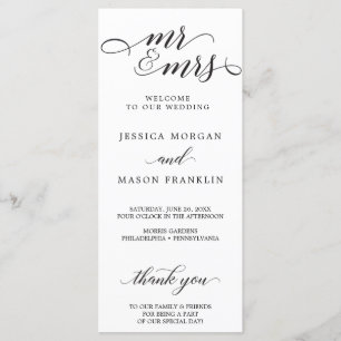 Classic Script Wedding Programs - Mr and Mrs
