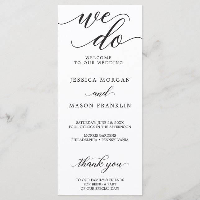Classic Script Wedding Programs - We Do (Front)