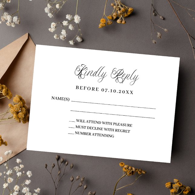Classic script wedding response RSVP Card (Creator Uploaded)