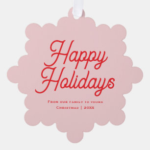 Classic Script Whimsical Elegant Happy Holidays Tree Decoration Card