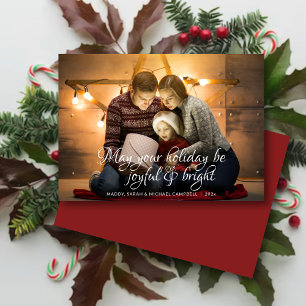 Classic Scripted Wish Ruby Red Photo Christmas Holiday Card