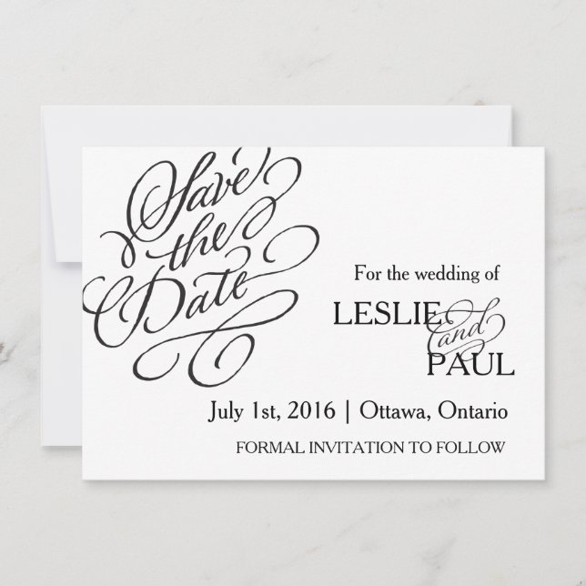 Classic Scroll Font Save the Date (Front)