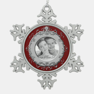 Classic Scrolls Photo Frame (Silver) Snowflake Pewter Christmas Ornament