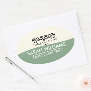 Classic Scrollwork Name Tag Oval Sticker