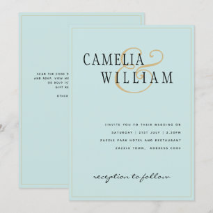 Classic Sea Glass Aqua Green Gold Wedding Invitation