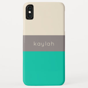 Classic Seafoam Colour Block with Name iPhone XS Max Case