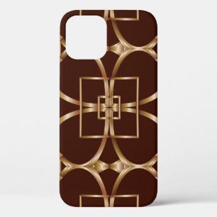 Classic seamless geometric pattern on a brown back iPhone 12 case