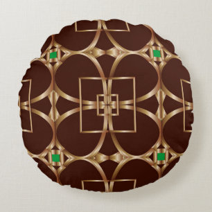 Classic seamless geometric pattern on a brown back round cushion